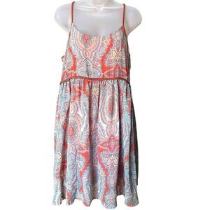 Mystree Paisley Chiffon Babydoll Dress Sz M Boho Whimsical Fairy Festival Beach